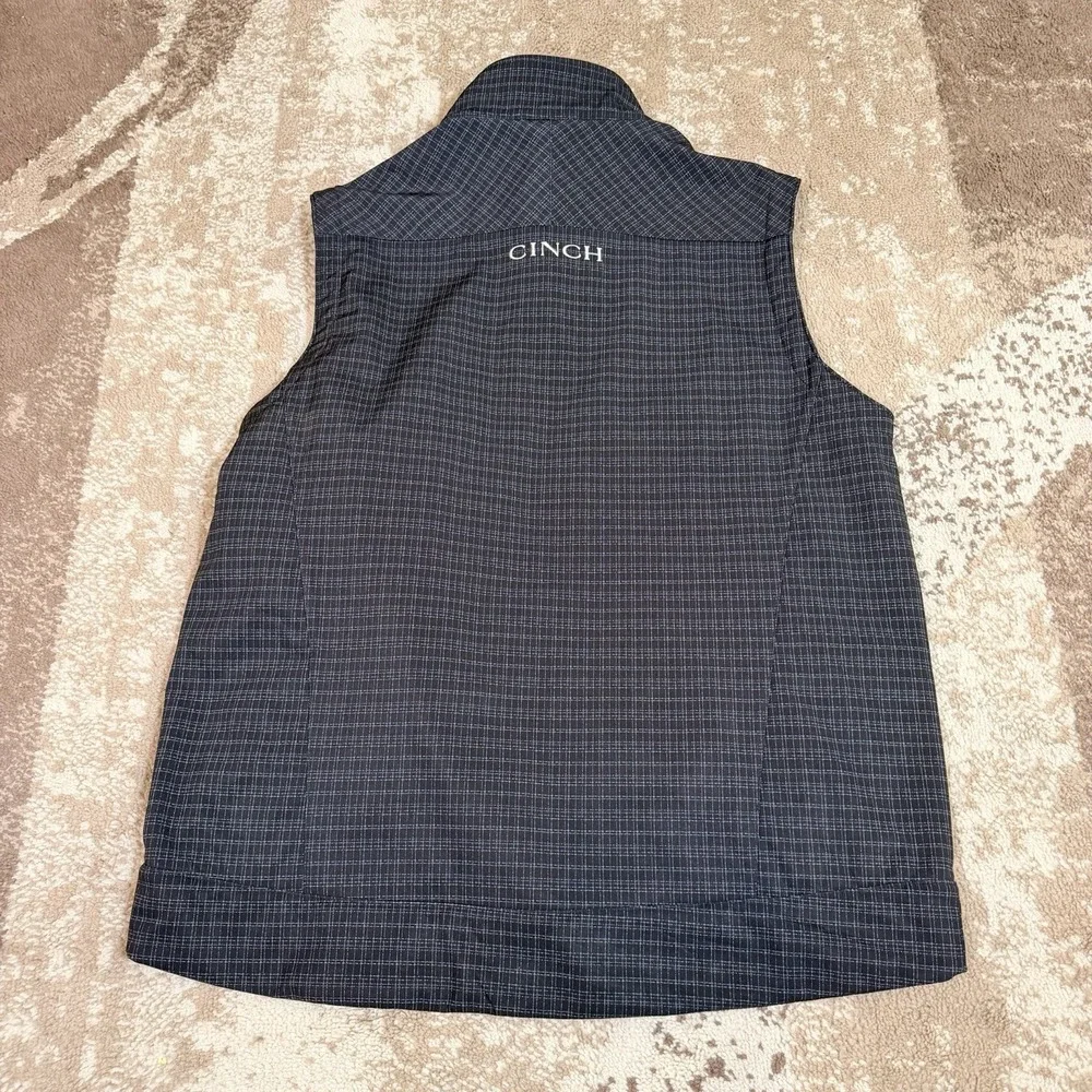 Cinch Bonded Softshell Vest Mens‎ Large Plaid Full Zip Cowboy Western Work
